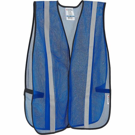 GLOBAL INDUSTRIAL Hi-Vis Safety Vest, 2in Reflective Strips, Mesh, Blue, One Size 641643B